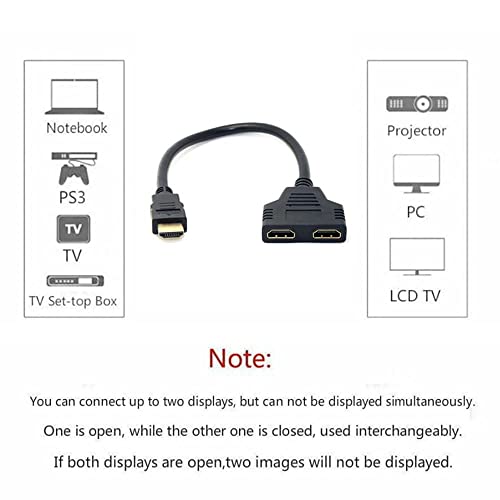 JSER HDMI Male to 2 HDMI Female 1 in 2 Out Splitter Cable Adapter Converter Single Male to Dual Female Y Switch Extension HDTV Cord - style: HDMI to HDMI+HDMI