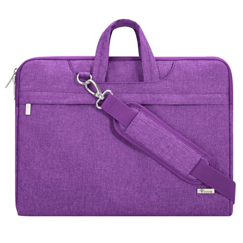 Voova Laptop Case 13 14 15 16 17 Inch with Shoulder Strap, Waterproof Laptop Bag Sleeve Slim Briefcase - color: Purple, size: 13-14 inch