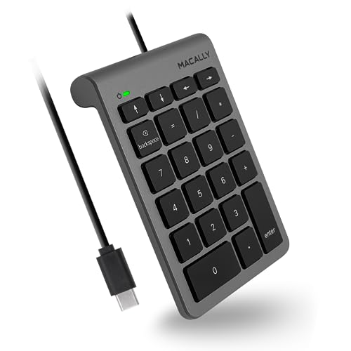 USB C Wired Number Pad for Mac - 10 Key USB Keypad, Type C Numeric pad, Number Keypad for Keyboard and Number Pad for Laptop, MacBook Pro/Air, iMac, and PC - 5ft Cable Numpad - Space Grey Keypads - color: Space Gray
