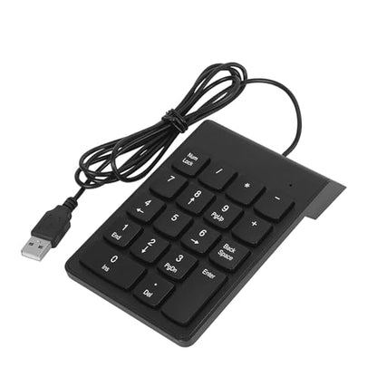 cimetech Wired Number Keypad, 18 Key USB Numeric Pad | Office Accounting, Portable, Mini, for Laptop PC Computer Desktop Surface Pro Notebook - color: Wired-Black