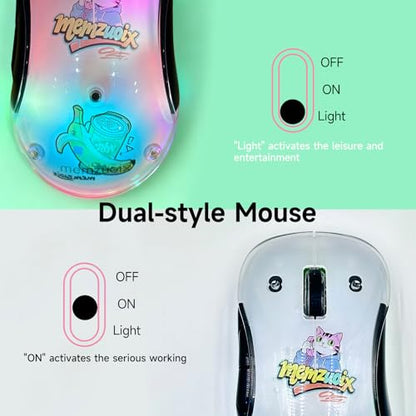 memzuoix 2.4G LED Wireless Mouse, Rechargeable Ergonomic Mouse with Detachable Cover, 1200 DPI Portable Optical Computer Mouse with USB Receiver for Laptop/PC/Desktop/MacBook, 5 Buttons-with Stickers - color: Black and white