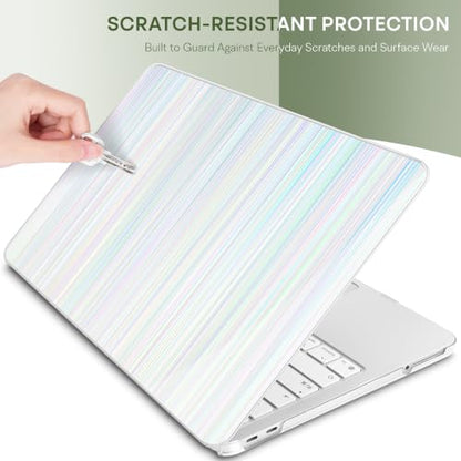 May Chen Compatible with MacBook Neo 13 inch Case 2026 Model A3404, Plastic Hard Shell,Keyboard Cover,Screen Protector,Dust Plug, for MacBook Neo 13" with A18 Pro Chip, Blue Strips - color: Blue strips