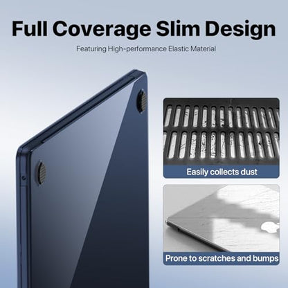 Macaset for MacBook Air 15 inch Case M5 M4 M3 M2 2026-2023 Mac Laptop Cover | Crystal Clear, Midnight Blue, Color Match, Protective Hard Shell, Ultra Thin & Lightweight, Anti Crack, Snap on Fit Plastic - color: Crystal Midnight