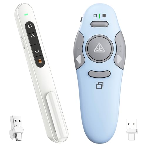 QUI Presenter Clicker USB A&C Bundle | Pen-Shaped White & Remote-Shaped Blue