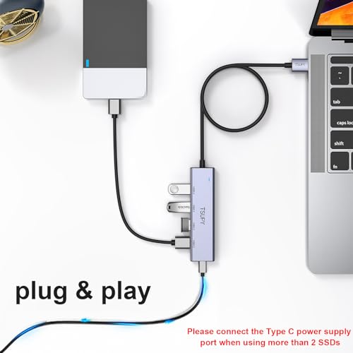 USB Hub 3.2, TSUPY USB Splitter 10Gbps 4 USB 3.2 Ports with 4ft Extension Cable,Ultra-Slim Aluminium USB 3.2 Gen 2 HUB Fast Data Transfer USB Port Extender for MacBook,Chromebook,Mobile HDD,Laptops - size: 10Gbps 4 USB 3.2 Ports Aluminium