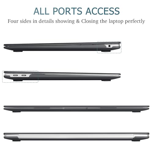 May Chen Compatible with New MacBook Air 13 inch Case 2021 2020 2019 2018 Release, Plastic Hard Shell with Keyboard Case for MacBook Air 13 inch with Retina Dispaly Fits Touch ID, Bllack - color: Black