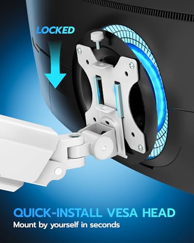 ARES WING Heavy Duty Single Monitor Arm - Fully Adjustable Monitor Mount for 17"-40" Ultrawide Screens up to 26.4 lbs with Clamp/Grommet Desk Mount and USB A/C, 75/100 Vesa Mount, White - color: White, style: With USB