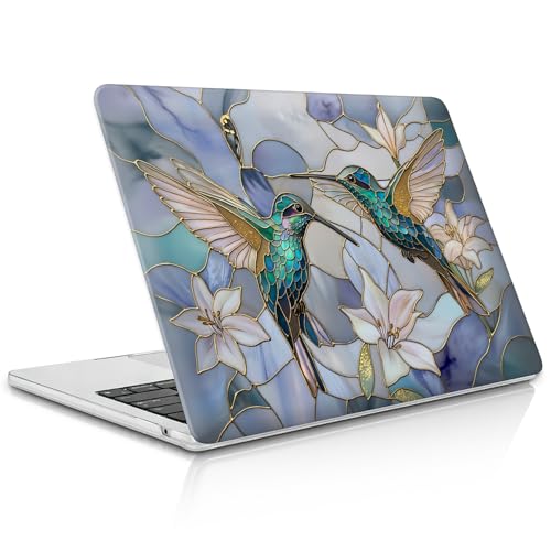 for MacBook Pro 16 Inch Release 2019 Model A2141 Clear Computer Case,Novelty Premium Pattern Hardshell Laptop Case Gilded Wings Stained Glass Hummingbirds Lilies - color: Gilded Wings Stained Glass Hummingbirds Lilies, size: A2141(16 inch)-Clear