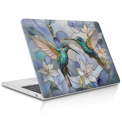 for MacBook Pro 16 Inch Release 2019 Model A2141 Clear Computer Case,Novelty Premium Pattern Hardshell Laptop Case Gilded Wings Stained Glass Hummingbirds Lilies - color: Gilded Wings Stained Glass Hummingbirds Lilies, size: A2141(16 inch)-Clear