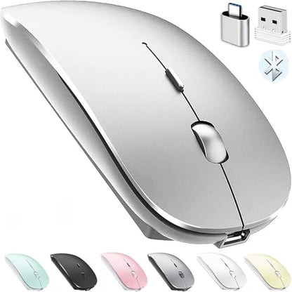 Bluetooth Wireless Mouse for Laptop mac MacBook ipad MacBook air MacBook pro pc Desktop Computer Windows Chromebook Notebook (Silver) - color: silver