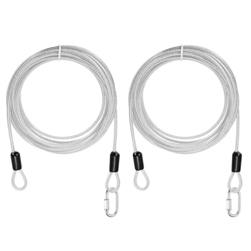 PATIKIL Security Cable Lock (5/32" Dia 9.8ft, Clear)(2 Set) Vinyl Coated 304 Stainless Steel Double Loop Flexible Wire Rope Safety Cable with Quick Links Locking Connectors - color: Clear, size: 9.8ft x 5/32"