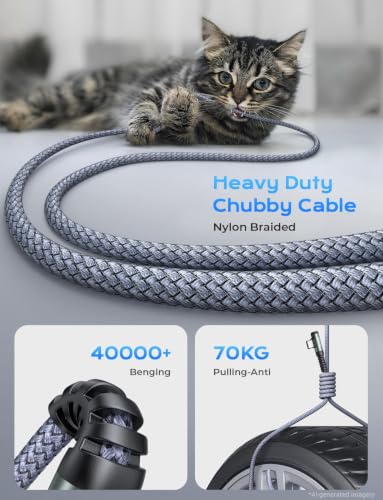 AINOPE 240W USB C to USB C Cable [10FT] Right Angle C to C Cable Fast Charging,Sideways Phone Charger USBC to USBC Fits iPhone 17 16 15 Pro Max Plus,MacBook Air/Pro,iPad Pro,Samsung S25,Pixel,iPad - color: Grey, size: 10FT