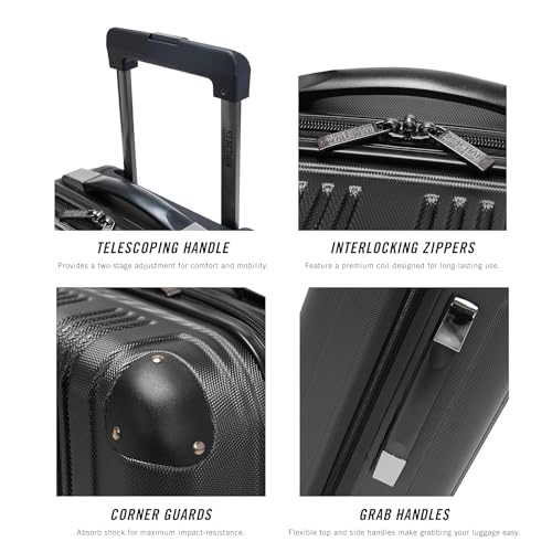 Kenneth Cole REACTION Out of Bounds Lightweight Hardshell 4-Wheel Spinner Luggage, Charcoal, 20-Inch Carry On - color: Charcoal, size: 20-Inch Carry On
