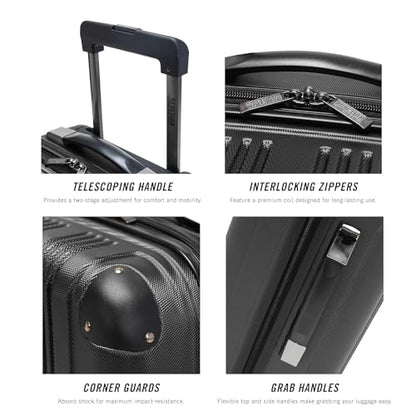 Kenneth Cole REACTION Out of Bounds Lightweight Hardshell 4-Wheel Spinner Luggage, Charcoal, 20-Inch Carry On - color: Charcoal, size: 20-Inch Carry On