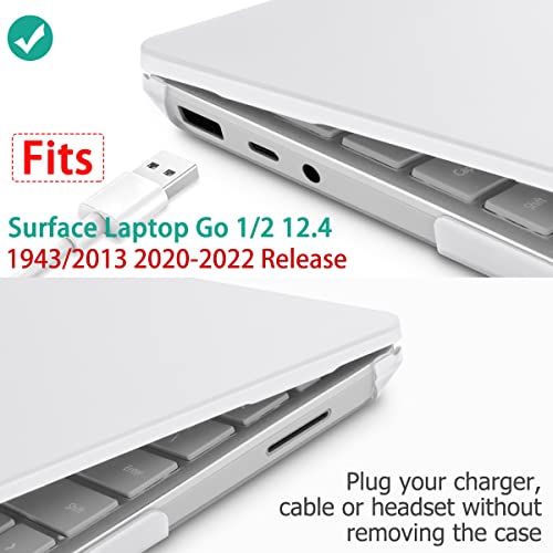 May Chen Compatible with Microsoft Surface Laptop Go 3 Go 2 Go 1 12.4 Inch Model 1943 2013 (2023 2022 2020 Release), Plastic Hard Shell Case with Screen Protector + Keyboard Cover, Matte Clear - color: Matte Clear