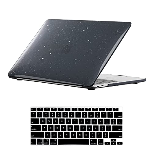 Se7enline for MacBook Air 13 inch Case M1 2024-2018 A2337,Glitter Black | Crystal Glitter Bling Shiny Hard Shell Laptop Case with Keyboard Cover Anti-Scratch Heat Dissipation Full Port Access - color: Glitter Black, size: 13.3 inch (M1)