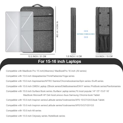 Travel Laptop Backpack with Small Case for 15-16 inch Notebooks, Slim & Expandable Computer Bag for College Business Commute for Men and Women,Dark Gray-Gray - color: Dark Gray-gray