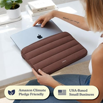 Vandel The Original Puffy Laptop Sleeve Case, 13-14 inch Laptop Sleeve Bag | Compatible with MacBook Air/Pro 13/Pro 14/iPad Pro 12.9, HP Dell ASUS Computer Case Bag Cover, Stylish Aesthetic Design - color: c. Chocolate, size: 13-14 Inch