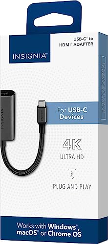 INSIGNIA 4K@60Hz USB C to HDMI Adapter - Black, High Speed, Thunderbolt, Groundbreaking Performance, Compatible for Apple Mackbook, iPad, iPhone, Pixelbook, XPS, Galaxy and More - style: USB-C to HDMI Adapter