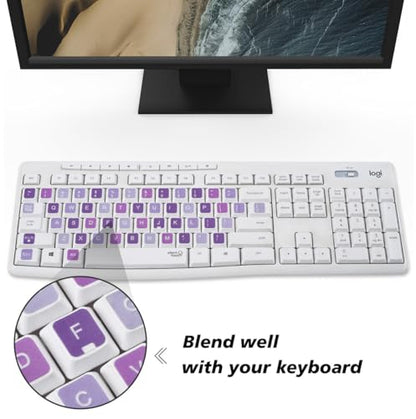 Universal English Keyboard Stickers - 3PCS Replacement English Alphabet Keyboard Stickers with Purple Matte Background Black Lettering for Computer Laptop Notebook Desktop