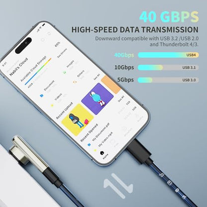 3C'S USB C Magnetic Adapter 240w, 2PCS 90 Degree Magnetic USB C Adapter Detachable, 24 Pin with PD Fast Charging 40Gbps 8K 60Hz for Thunderbolt 3/4, MacBook Pro/Air/, PS5 PSVR2