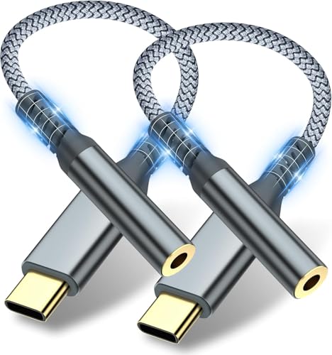 USB C to 3.5mm Audio Headphone Adapter,Type C to 3.5mm Jack AUX Converter,Hi-Res Sound Earphone Compatible with iPhone 17/16/15,iPad Pro,Samsung Galaxy,Android Phones,for Car Speakers,Stereo (2 Pack) - size: 2 Pack-01