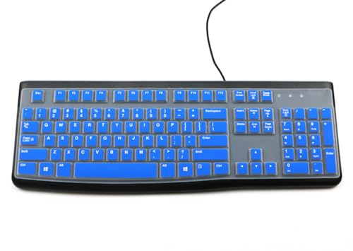 Silicone Keyboard Skin Cover Protector Compatible for Logitech K120 & MK120 Full-Size Wired Keyboard, MK120 & K120 Keyboard Protective Accessories (Blue) - color: Blue, size: Compatible for Logitech mk120