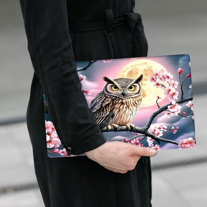 Laptop Skin Sticker Decal 12" 13" 13.3" 14" 15" 15.6",Waterproof Scratch Resistant Vinyl,Reusable Easy to Apply,for MacBook HP Dell Notebooks Netbooks Laptop,2 Wrist Pads,Cherry Blossom Owl - color: Cherry Blossom Owl