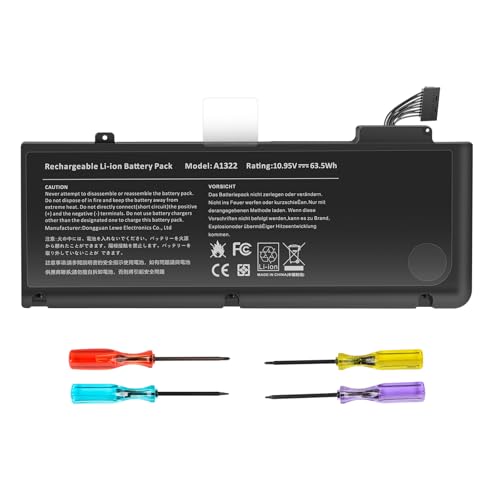 TREE.NB A1322 A1278 Laptop Battery for MacBook Pro 13 inch [2009 2010 2011 2012 Version]，not for A1278 [2008 Version], 63.5Wh 10.95V Lithium Ion Battery - size: ‎8.33x3.42x0.55inch A1322