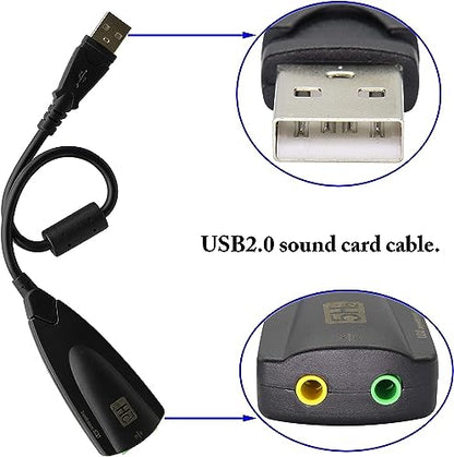 USB External Stereo Sound Adapter 5hv2 Multi-Function USB 2.0 External 3D Virtual 7.1 Channel Sound Card Adapter with 3.mm Headphone Mic Jack for Mac Win 7 PC Laptop Desktop - color: cable