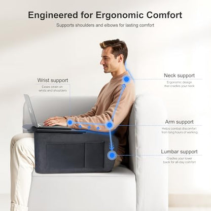 OPTIXCELL Lap Desk for Adults with Arm Rests,Ergonomic Laptop Pillow Stand for Bed,Couch,Floor - color: Black