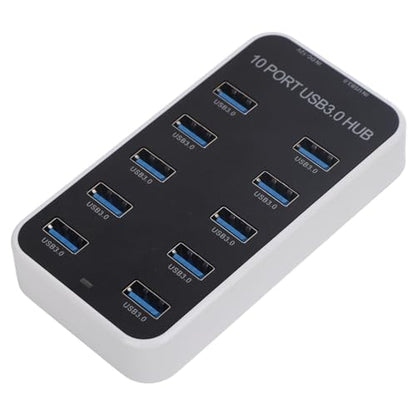 Diyeeni USB 3.0 Hub 10 Port Data Hub Splitter with Individual On Off Switches, 5Gbps High Speed USB Expander for Laptop PC Printer Hard Drive Flash Drive, Powered Docking Station