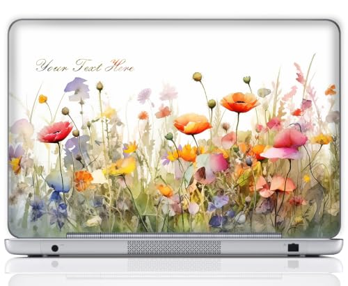 Custom Design Personalized Laptop Skin Sticker Cover Art Decal, Customize with Your Name or Text (12 Inch, Wild Flowers 2) - color: 3611, size: 12 Inch