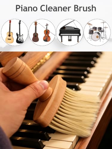 Keyboard Cleaning Brush, Wooden Piano Cleaner Brush, Instrument Dusting Brush Anti-Static Double Sided Ultra Soft Brush, Universal Guitar Laptop Synthesizers Keyboard Brush