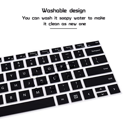 HRH English Silicone Keyboard Cover Skin for Microsoft Surface Pro | With Surface Pro 4, Pro 5 2017, Pro 6 2018, Pro 7 2019,12.3-inch Surface Pro 6,Dustproof,Soft-Touch,Ultra Thin,Black - color: Black