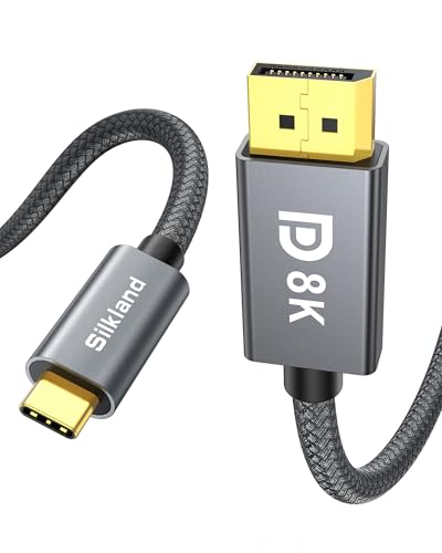 Silkland USB C to DisplayPort 1.4 Cable 15FT [8K@60Hz, 4K@144Hz 120Hz, 2K@240Hz], 5K Type C to DP 1.4 Cable, [32.4 Gbps, Thunderbolt 4/3 Compatible] for MacBook Pro 2022, M1 Mac mini, iPad Pro, XPS - size: 15 Feet