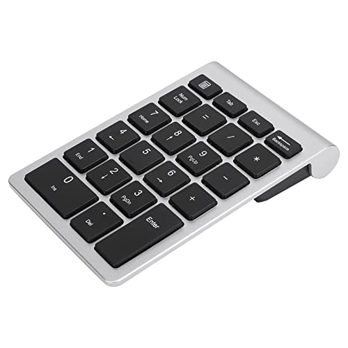 ASHATA Numeric Keypad,22 Keys Numeric Keypad USB Ergonomic Keyboard with Receiver,Support for Android, for for OS Systems.(Silver Black)