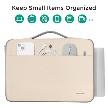 DOMISO 14 inch Laptop Case Sleeve Protective Cover Compatible with 15 inch MacBook Air M4 M3 M2,MacBook Pro,14-15 inch HP Dell ASUS Lenovo Chromebook,Waterproof Computer Cases Bag with Handle,Beige - color: Beige, size: 15" for Macbook Air