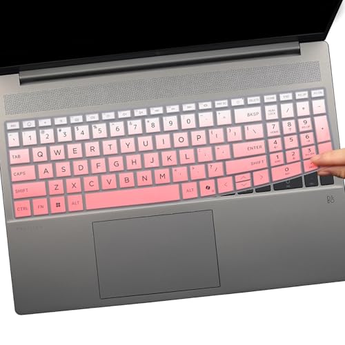 2 PCS Keyboard Cover for HP 15.6" Laptop 15-fc 15-fd 15z-fc000 15-fd0083wm 15t-fd000,HP OmniBook 5 AI 16" 16-ag 16-af 16-ba 16-bc 16z-ag100 16z-bc100 Series Laptop 16-af1037nr 16-bc1047nr-OPink+Clear - color: OPink+Clear