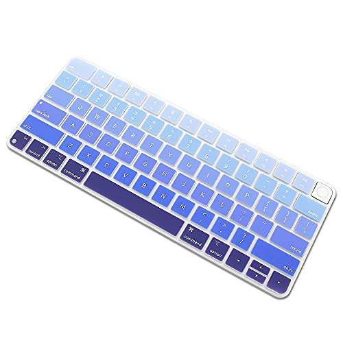 ProElife Keyboard Cover for Apple Magic Keyboard 3 with Touch ID A3118 | Ombre Blue, Non-interference Design for ID Key, Dust-proof, Silicone Protective Skin, Precision Molded, Washable & Reusable - color: Ombre Blue