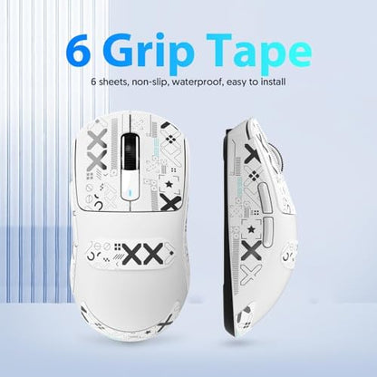 ATTACK SHARK Mouse Anti Slip Grip Tape for X3 Wireless Gaming Mouse - White | Pre-Cut Universal Tape, Skins, Sweat Resistant, Elastics Refined Side Grips, Ultra-thin 0.5mm (0.02in) for Bluetooth Mouse - color: White & Black