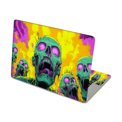Aesthetic Laptop Skin Sticker, Green Zombies in Psychedelic Flames Waterproof Vinyl Laptop Decal, Removable Bubble Free, Reusable Protective Cover for 13 14 15 15.6 Inch - color: Green Zombies in Psychedelic Flames
