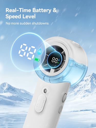 MIST Pro Smart Display Portable Cooling Fan – 15000 RPM Turbo Motor, 1-100 Stepless Speed, 17H Runtime, 35ml Tank, 3-in-1 Fan/Mist/Mist+Fan for Travel Office Outdoor - style: Mist Pro with 17H Display