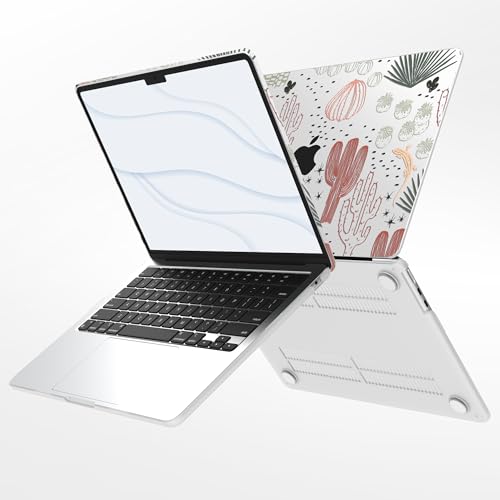 G JGOO Compatible with MacBook Air 13 inch Case 2026 2025-2022 M5 A3449 M4 A3240 M3 A3113 M2 A2681, Clear Hard Shell for MacBook Air 13.6 inch Case + Keyboard Cover + Screen Protector, Catus - color: Cactus