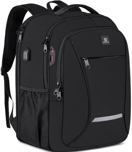 CAFELE Laptop Backpack, 17.3 Inch, Water-Repellent, USB Charging Port, for Business Travel School (Black, 17.3 inches) - color: Black