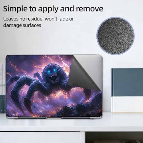 Aesthetic Laptop Skin Sticker, Frost Spider with Glowing Blue Eyes Waterproof Vinyl Laptop Decal, Removable Bubble Free, Reusable Protective Cover for 13 14 15 15.6 Inch - color: Frost Spider with Glowing Blue Eyes