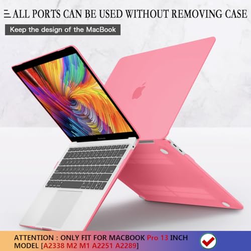 CISSOOK Case for MacBook Pro 13 Inch Pink A2338 A2251 A2289 Model | 4in1 Set Plastic Cover with Keyboard Cover for 2025-2016 MacBook Pro 13" M2 M1, Matte Pink - color: Matte Pink