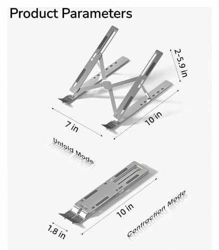 Laptop Stand for Desk - Portable Aluminum Alloy Folding Adjustable Holder for 10-15.6" Laptops & Tablets