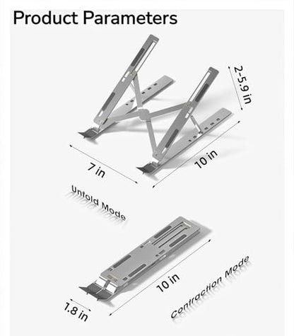 Laptop Stand for Desk - Portable Aluminum Alloy Folding Adjustable Holder for 10-15.6" Laptops & Tablets