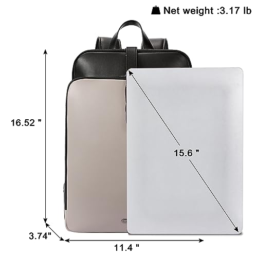 CLUCI Leather Backpack for Women, 15.6 inch Laptop Bag, Large Genuine Work Backpack Travel Back - color: 0-6 Grey With Black